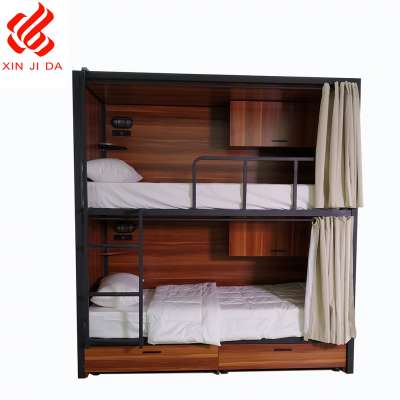 High quality Guangzhou Supplier Youth Hostel Bunk Bed/Triple Bunk bed with Storage Cabinet